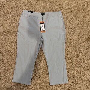 NWT Mario Serrani Blue White Pinstripe Cropped Pants XXL Stretch Pull On